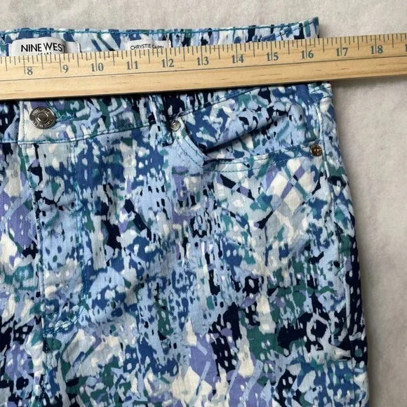 Nine West Womens Multicolor Mid Rise Abstract Print Chrystie Capri Pants Size 14 - Picture 6 of 10